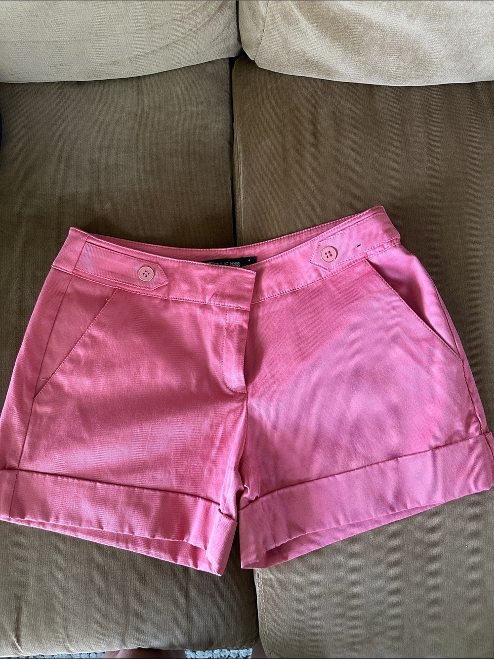 Women's Bright Pink Cuffed Bermuda Shorts